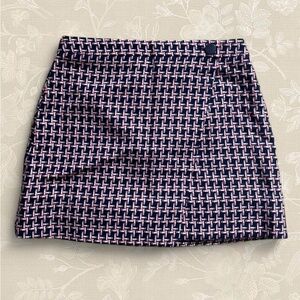 Stylish Black and Pink Patterned Blue Skirt